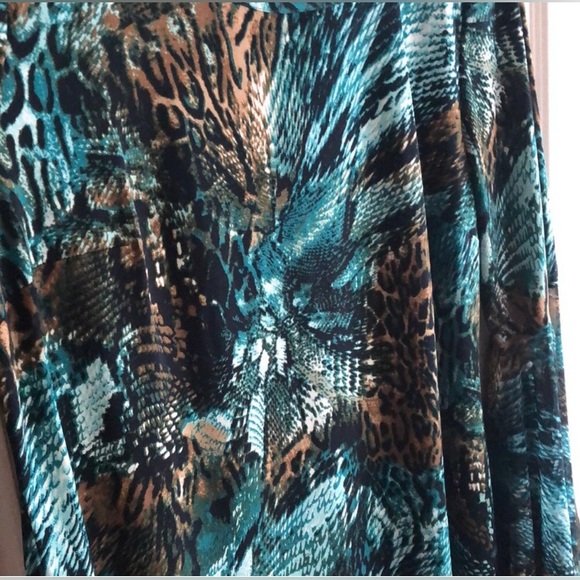 New MSK Animal print Bell sleeve Green multicolor Dress - Picture 4 of 16